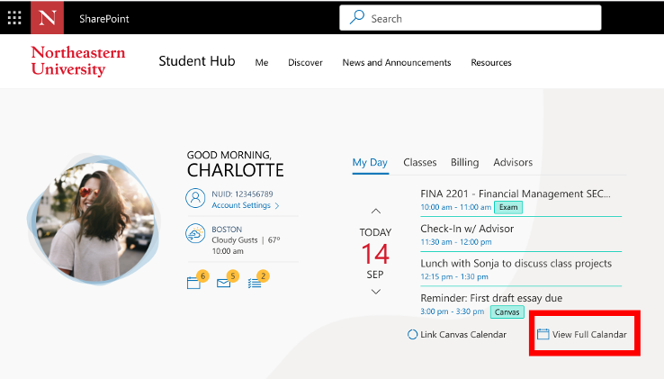 How Do I Sync Personal And Academic Calendars On The Student Hub Northeastern Student Portal Sfs