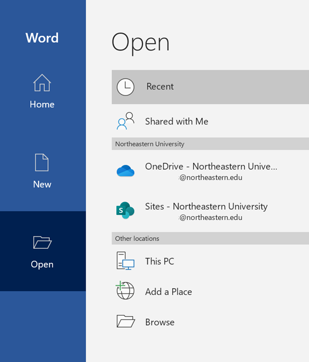 How do i open and save files to onedrive in windows northeastern